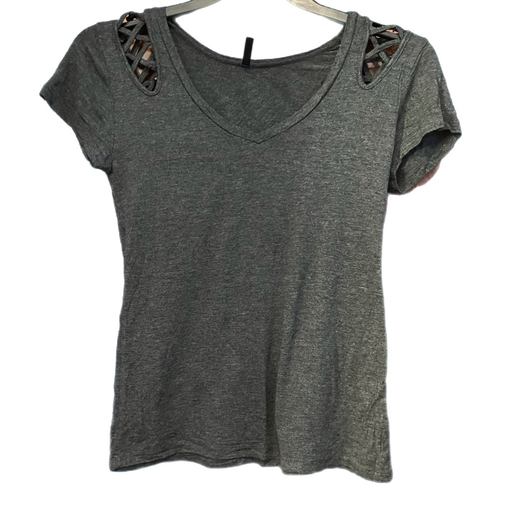 Splash Gray Cut Out Short Sleeve Tee